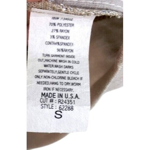 Mauve Star Print Sequin Top Blue Beige Small Open Back Short Sleeve Patriotic - Picture 6 of 6